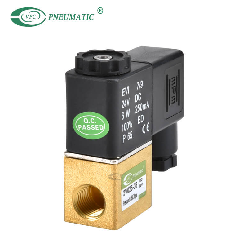 2v 02508 Serie Normal geschlossenes pneumatisches Magnetventil aus Messing