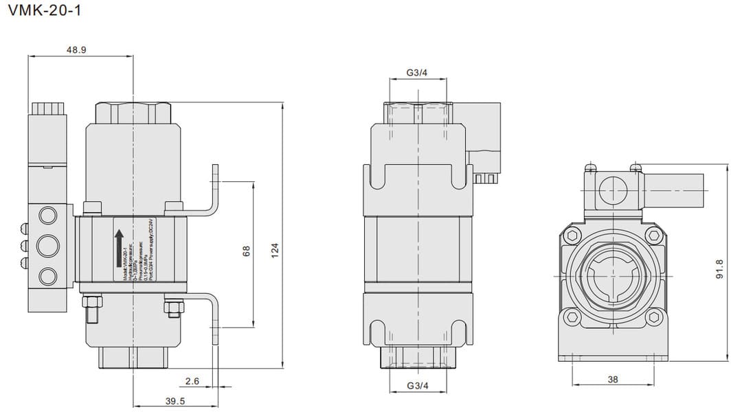 VMK coaxial valve (3) pneumatisches Koaxialventil,