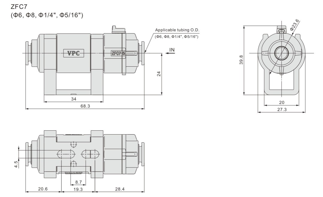 Abmessungen des ZFC-Luftfilters