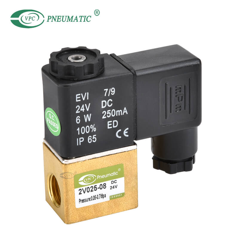 2v 02508 Serie Normal geschlossenes pneumatisches Magnetventil aus Messing