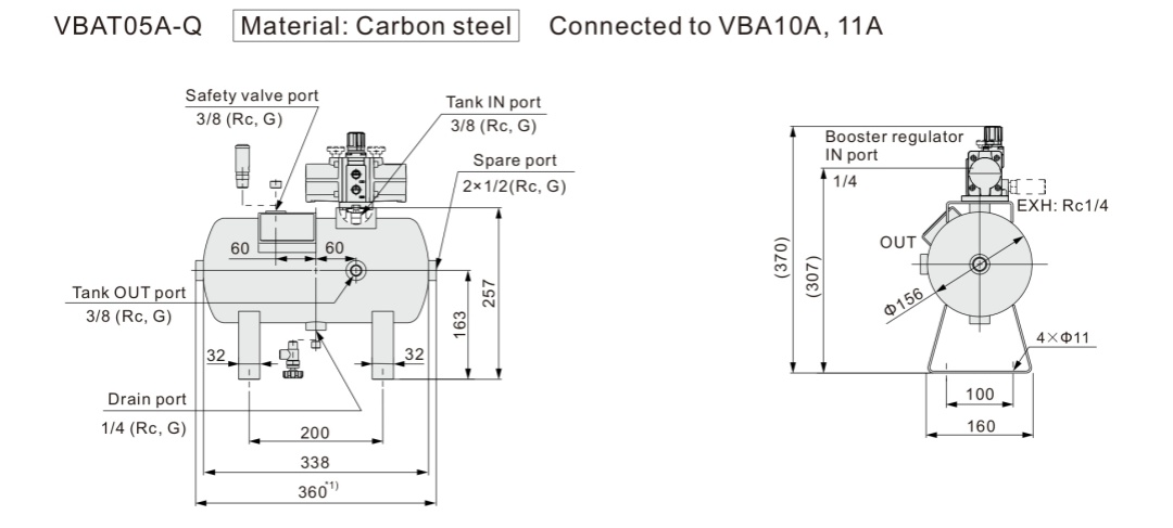 VBAT05A-Q Abmessungen